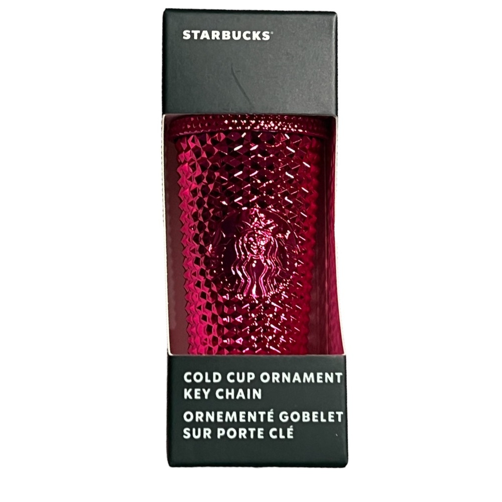 Starbucks Metallic Pink Cold Cup Ornament Key Chain NWT